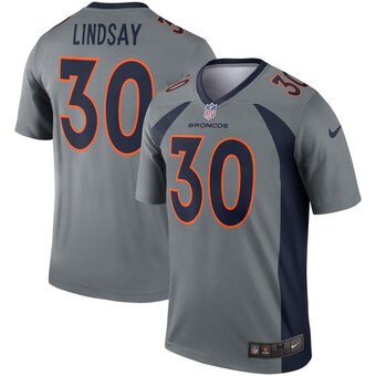 Men's Denver Broncos #30 Phillip Lindsay Gray Inverted Legend Jersey